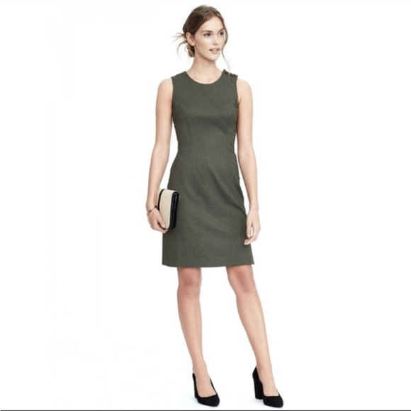 Signature by Robbie Bee- Sz 12- Army Green- High Neck Sleeveless Cotton Dress - Picture 1 of 8